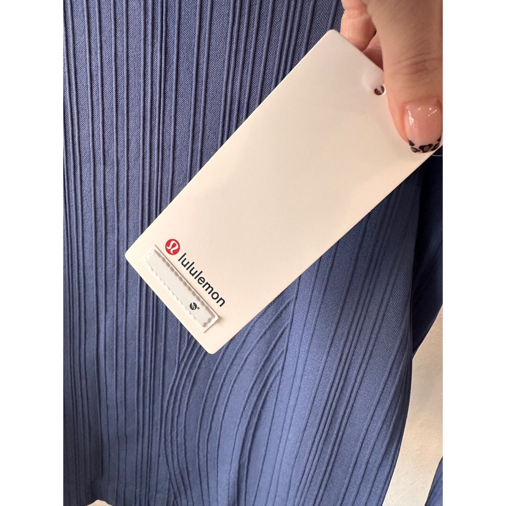 Lululemon Rest Less Pullover Blue Ribbed Long Sleeve Shirt Size 4 - Picture 4 of 5